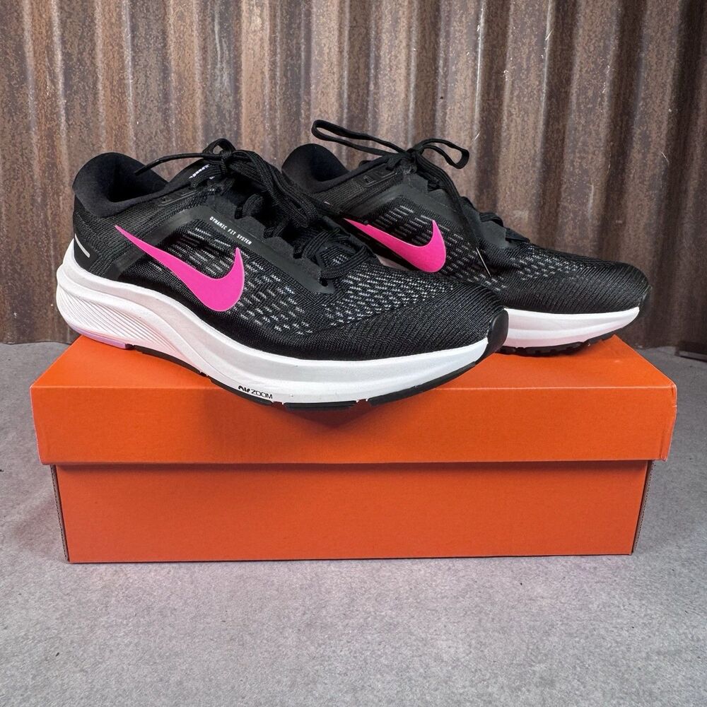 Women's Nike Air Zoom Structure 24 Black Pink Size 9 Excellent Condition